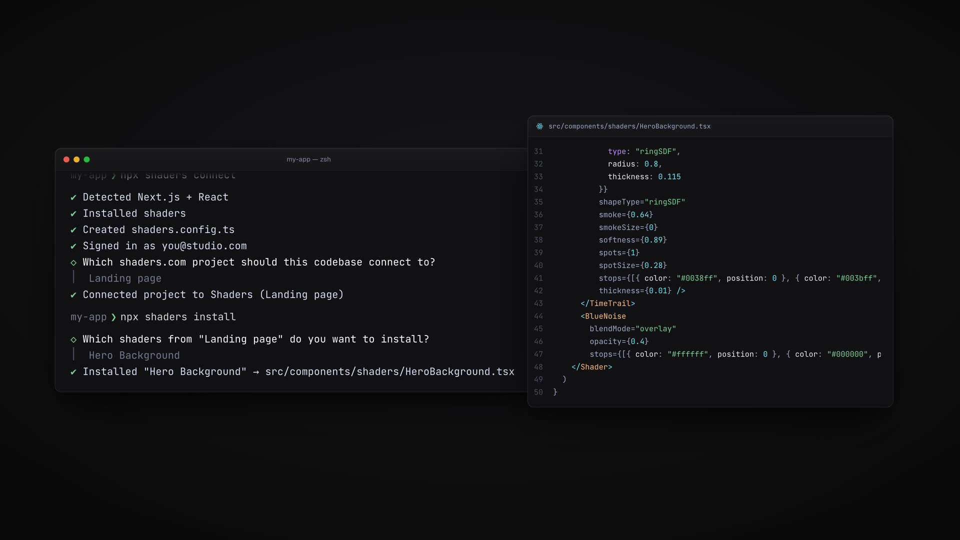 npx shaders install