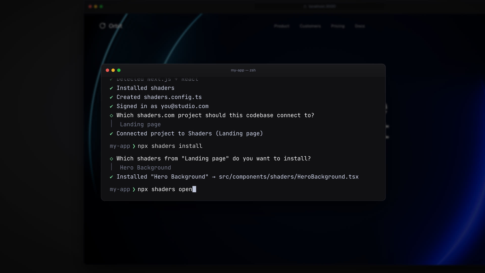 npx shaders open